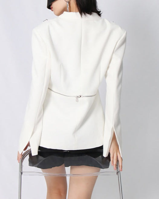 Rumi Metal Detail Blazer - White