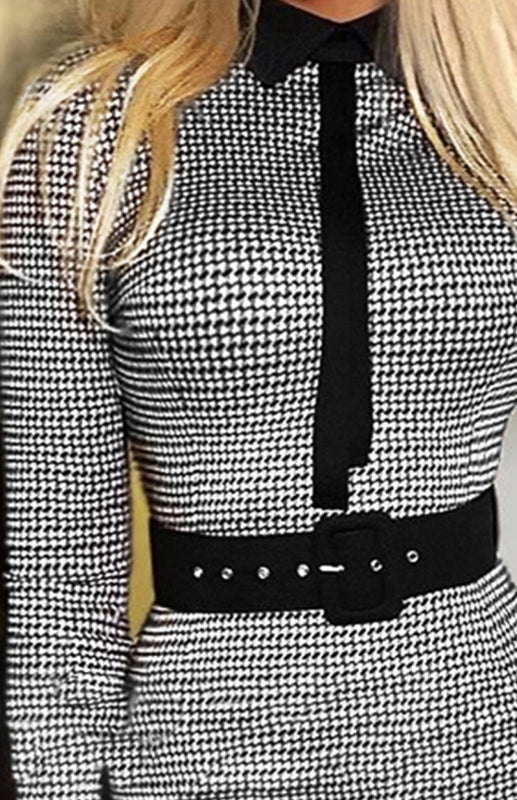 Iverie Belted Print Dress - Black