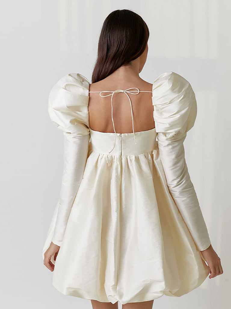 Mariss Puff Sleeve Mini Dress - Cream