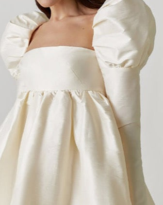 Mariss Puff Sleeve Mini Dress - Cream