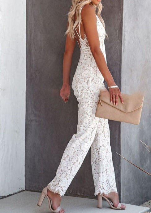 Marlowe Lace Detail Jumpsuit - White