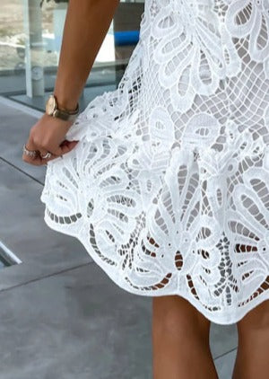 Serreine Lattice Dress - White