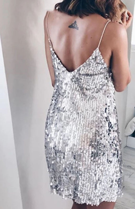 Kwynn Glamour Slip Dress - Silver