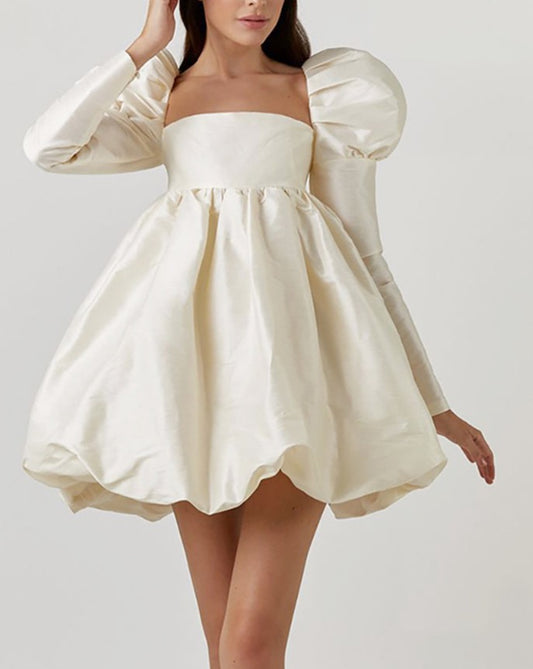 Mariss Puff Sleeve Mini Dress - Cream