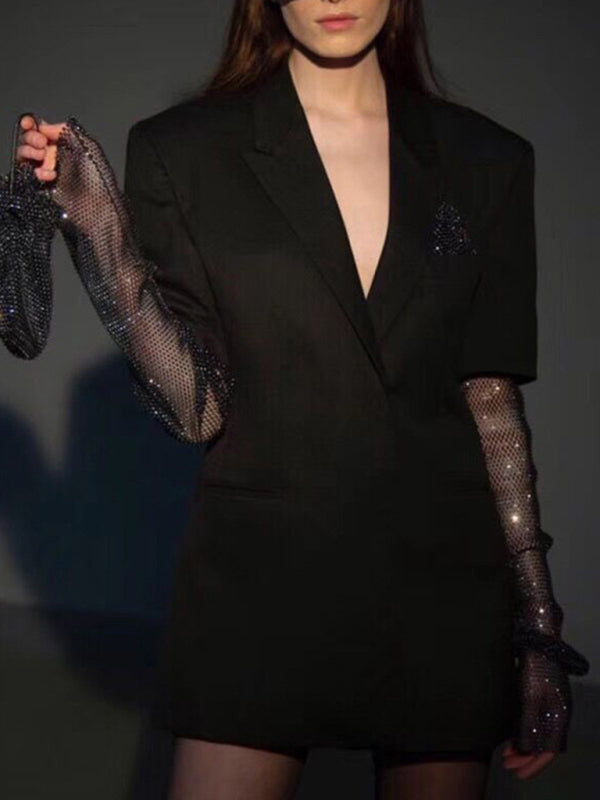 Beck Mesh Sleeve Blazer - Black