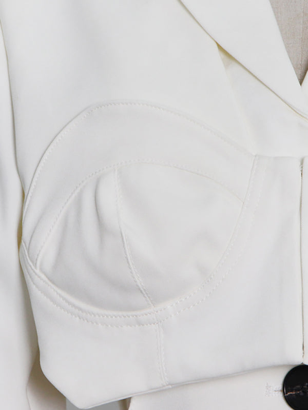 Lennon Hollow Waist Blazer - White