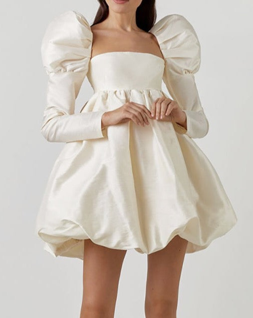 Mariss Puff Sleeve Mini Dress - Cream