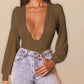 Anala Plunge Bodysuit - Olive