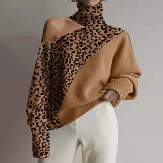 Haydyn Cold Shoulder Sweater - Leopard