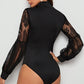 Tavyn Lace Sleeve Bodysuit - Black