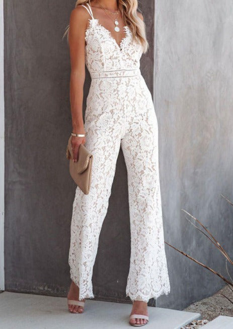 Marlowe Lace Detail Jumpsuit - White