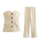 Reviah Strapless Button Set - Cream