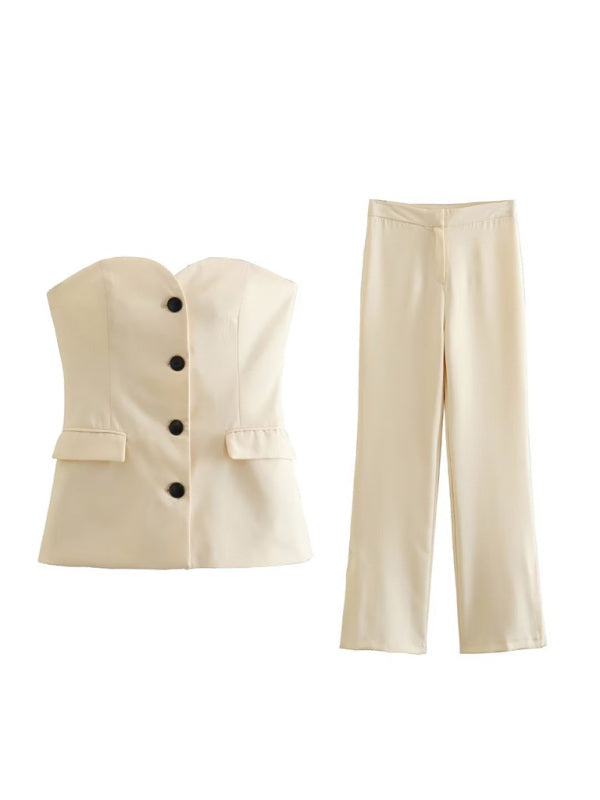 Reviah Strapless Button Set - Cream