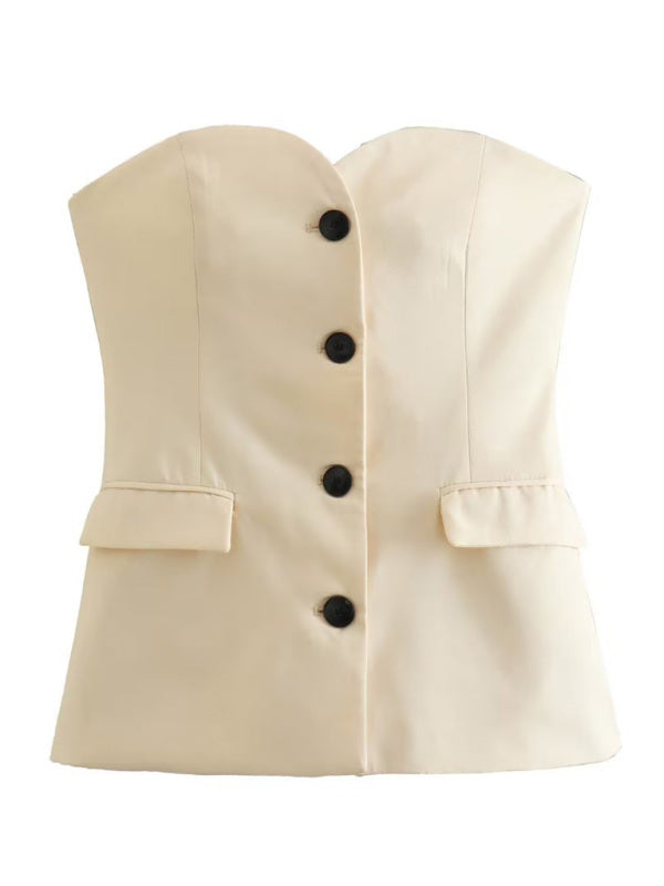Reviah Strapless Button Set - Cream