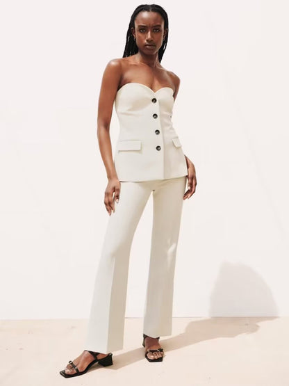 Reviah Strapless Button Set - Cream