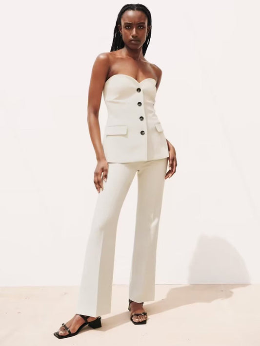 Reviah Strapless Button Set - Cream